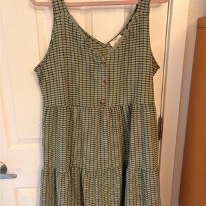 Blu Pepper Green and White Sleeveless V-Neck Sundress
